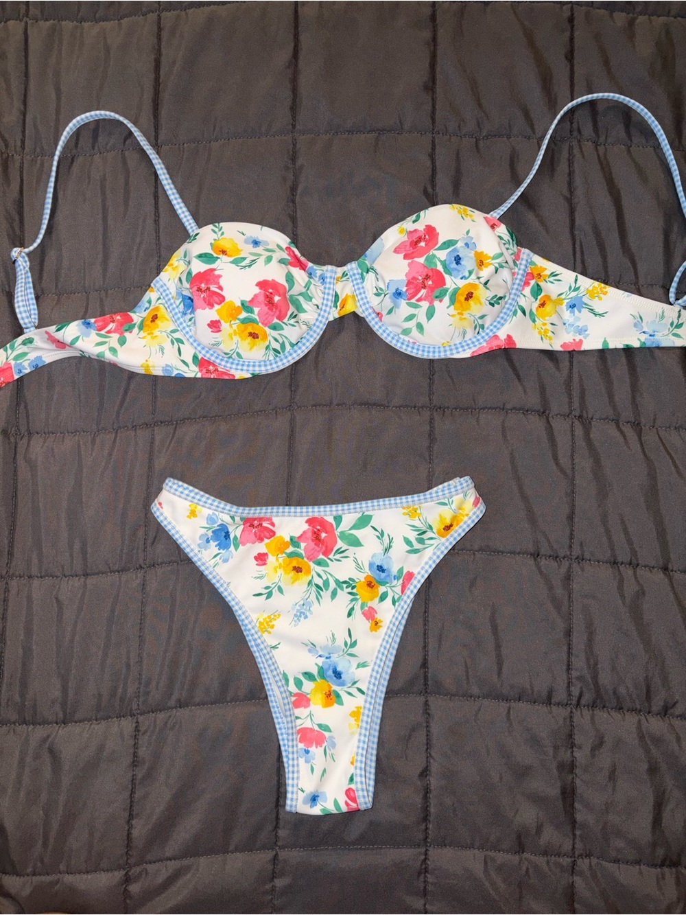 wild fable White Floral Bikini with Pink, Yellow & Blue Flowers